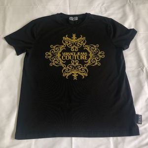 Versace Jeans Couture Boroque Print Men's Large Black Short-Sleeve